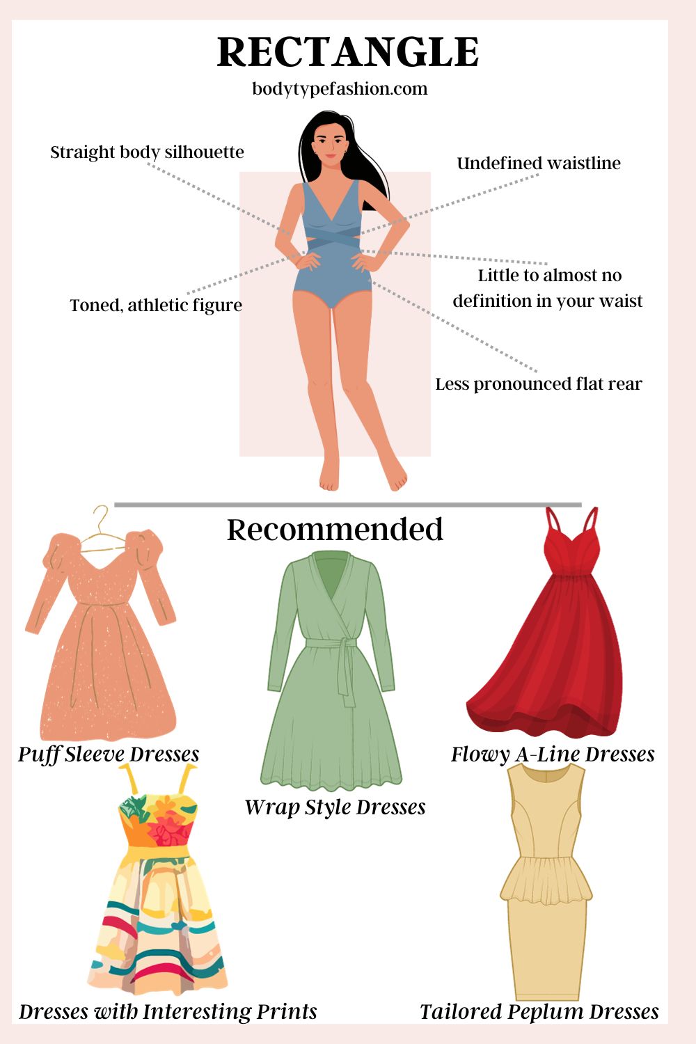 rectangle body type female dress