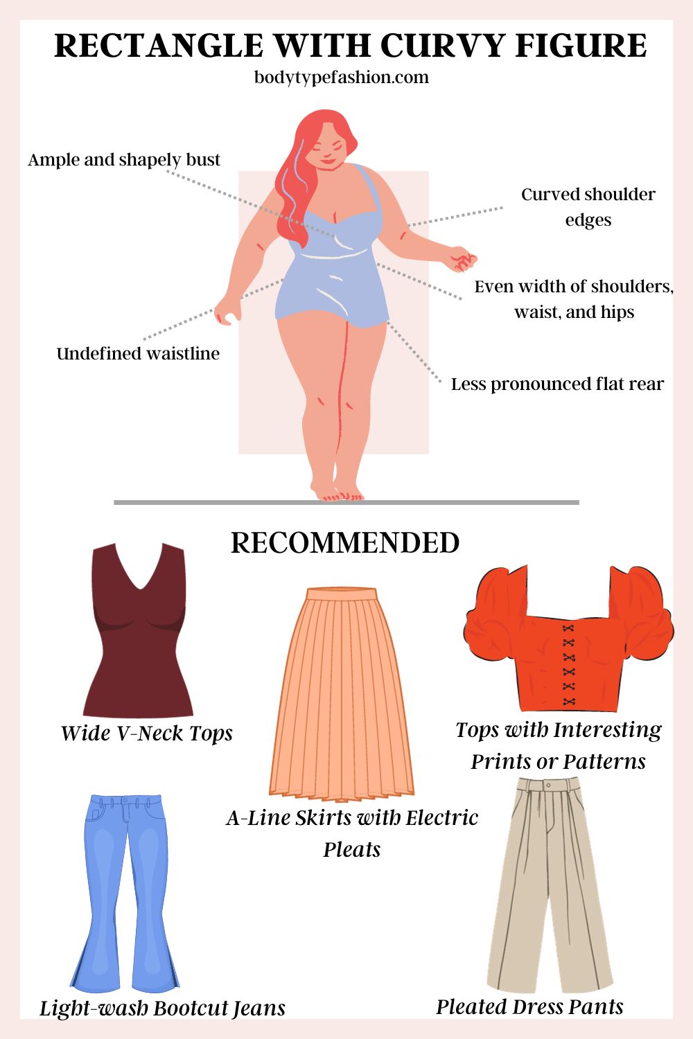 How to Dress Rectangle with Curvy Figure - Fashion for Your Body Type