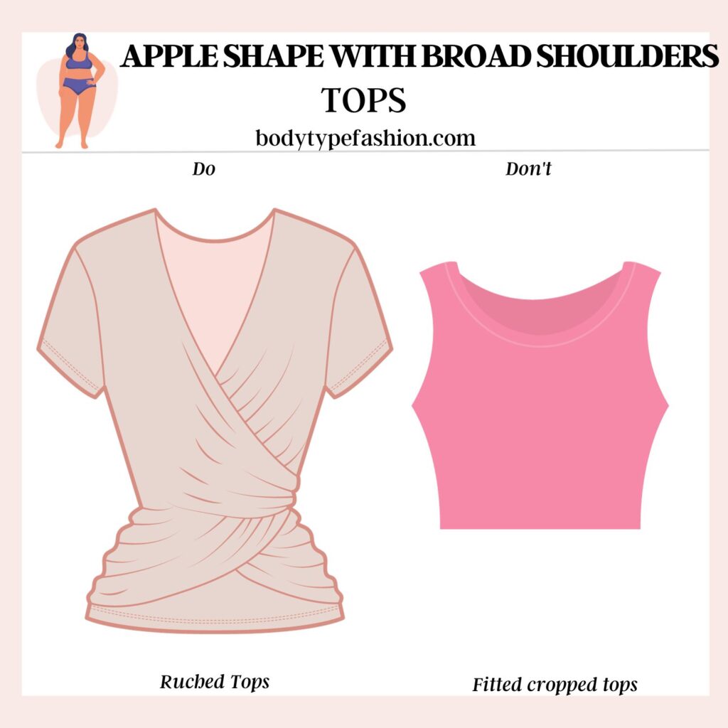 How to dress apple shape with broad shoulders