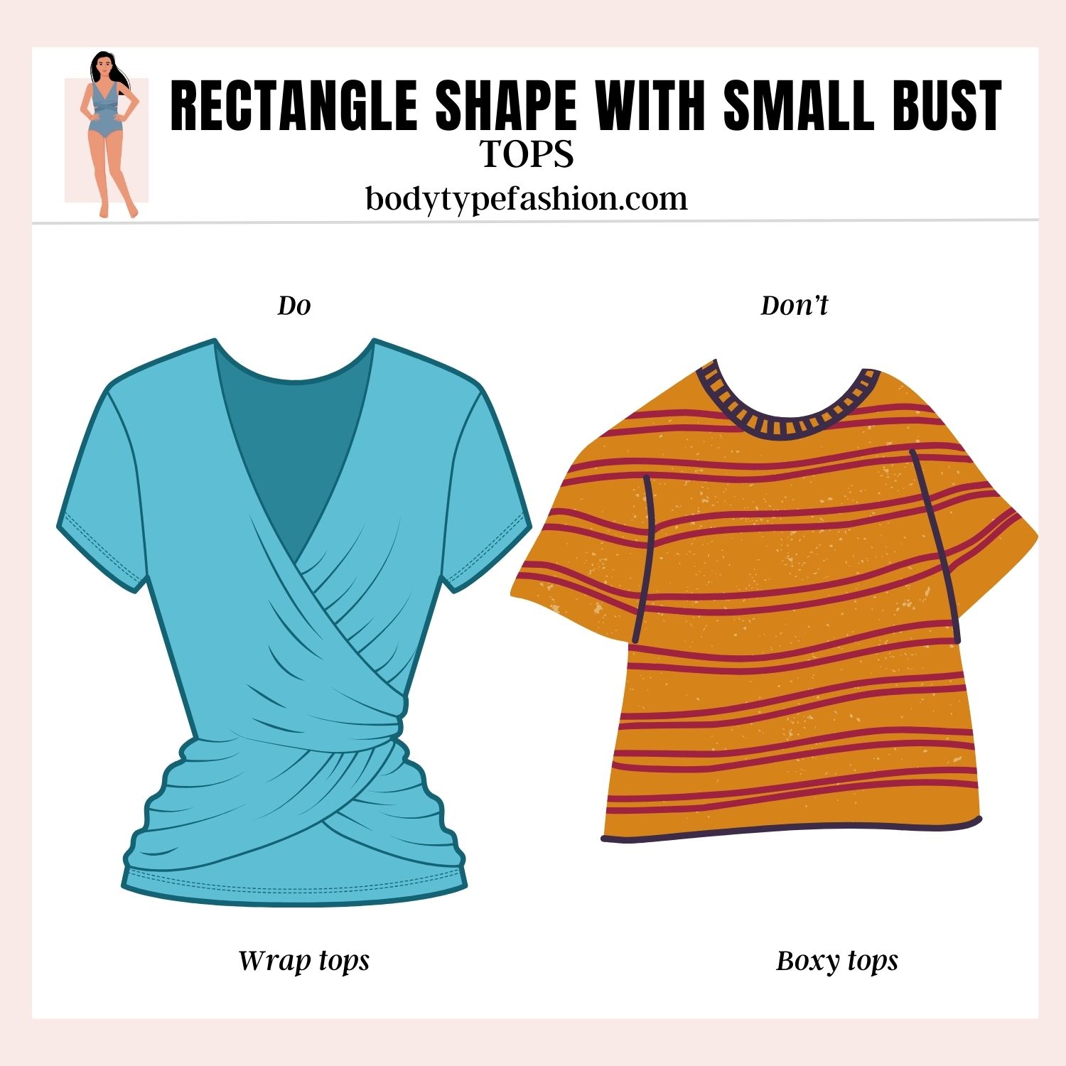 Rectangle shape with a small bust - Fashion for Your Body Type