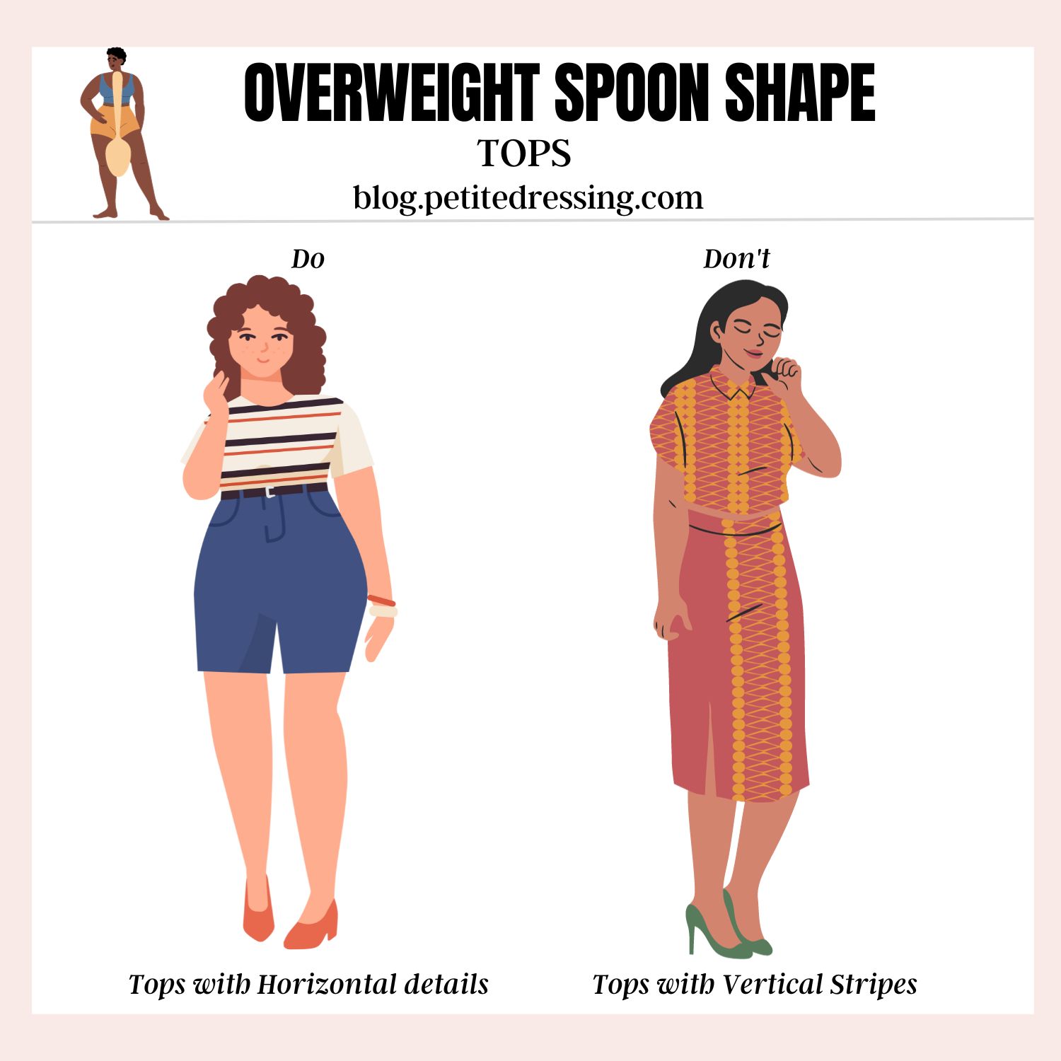 What not to wear for an overweight spoon shape - Fashion for Your Body Type