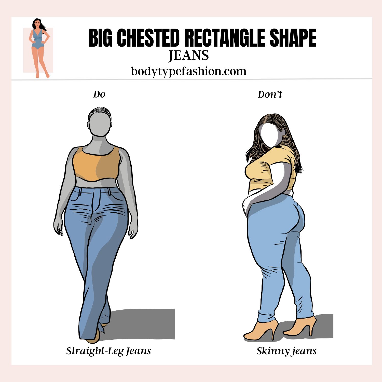Different Short Stack Body Types How to dress big chested rectangle shape - Fashion for Your Body Type